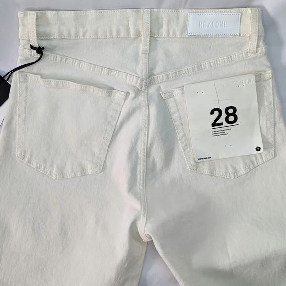Re/Done 70S High Rise Skinny Bootcut Jean Button Fly Frayed Vintage White 28 NWT - Picture 9 of 15